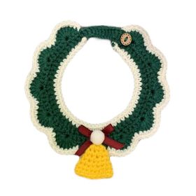 Green Handmade Knitted Pet Necklace Cat Dog Christmas Jingle Bell Collar Pet Cute Collar Charms Crochet Scarf Bib Green Handmade Knitted Pet Necklace Cat Dog Christmas Jingle Bell Collar Pet Cute Collar Charms Crochet Scarf Bib