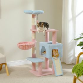 Flower Cat Tree 47.2" Multi-Level Cat Tower with Sisal Covered Scratching Posts, Cute Cat Condo for Indoor Small Medium Cats, Pink Top Perch, Ramp, Fl Flower Cat Tree 47.2" Multi-Level Cat Tower with Sisal Covered Scratching Posts, Cute Cat Condo for Indoor Small Medium Cats, Pink Top Perch, Ramp, Fl